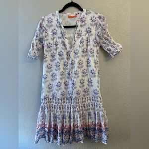 Floral White and Blue Dress by Oliphant